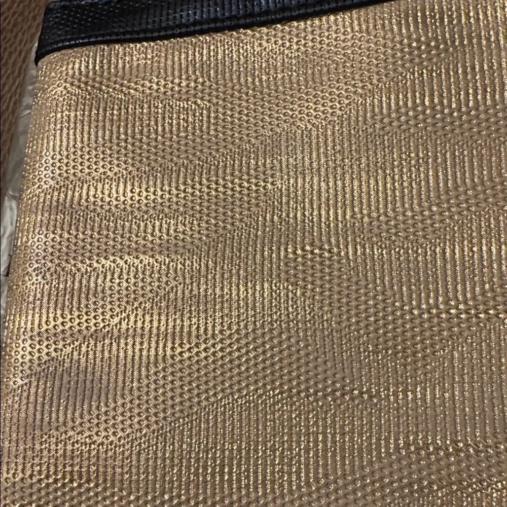 Lancôme very large gold metallic weave makeup bag
